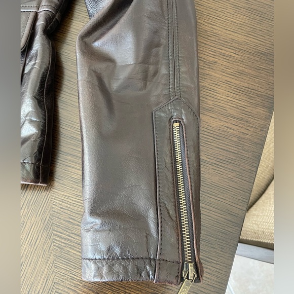 Laundry by Shelli Segal, Brown Leather Jacket with Detachable Fur Collar - Picture 10 of 14